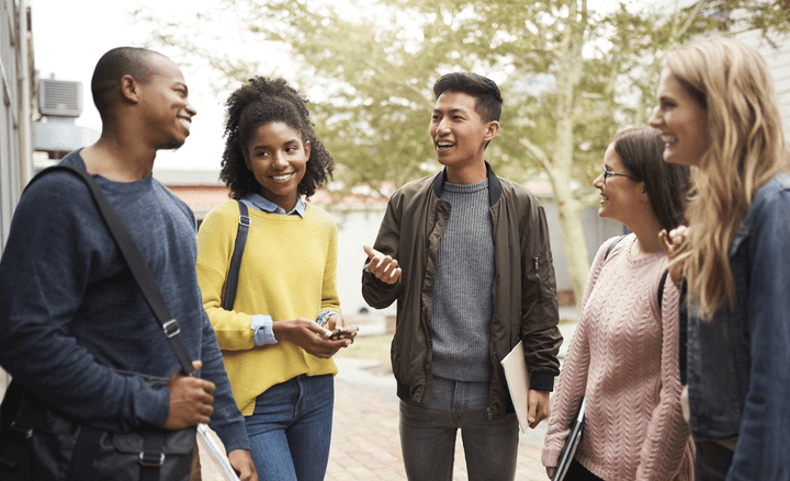 A group of students are discussing with each other